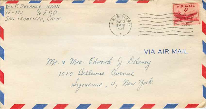 Lettre US Cover US USS Wasp 1954