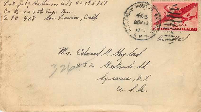 Lettre US Cover US 1946