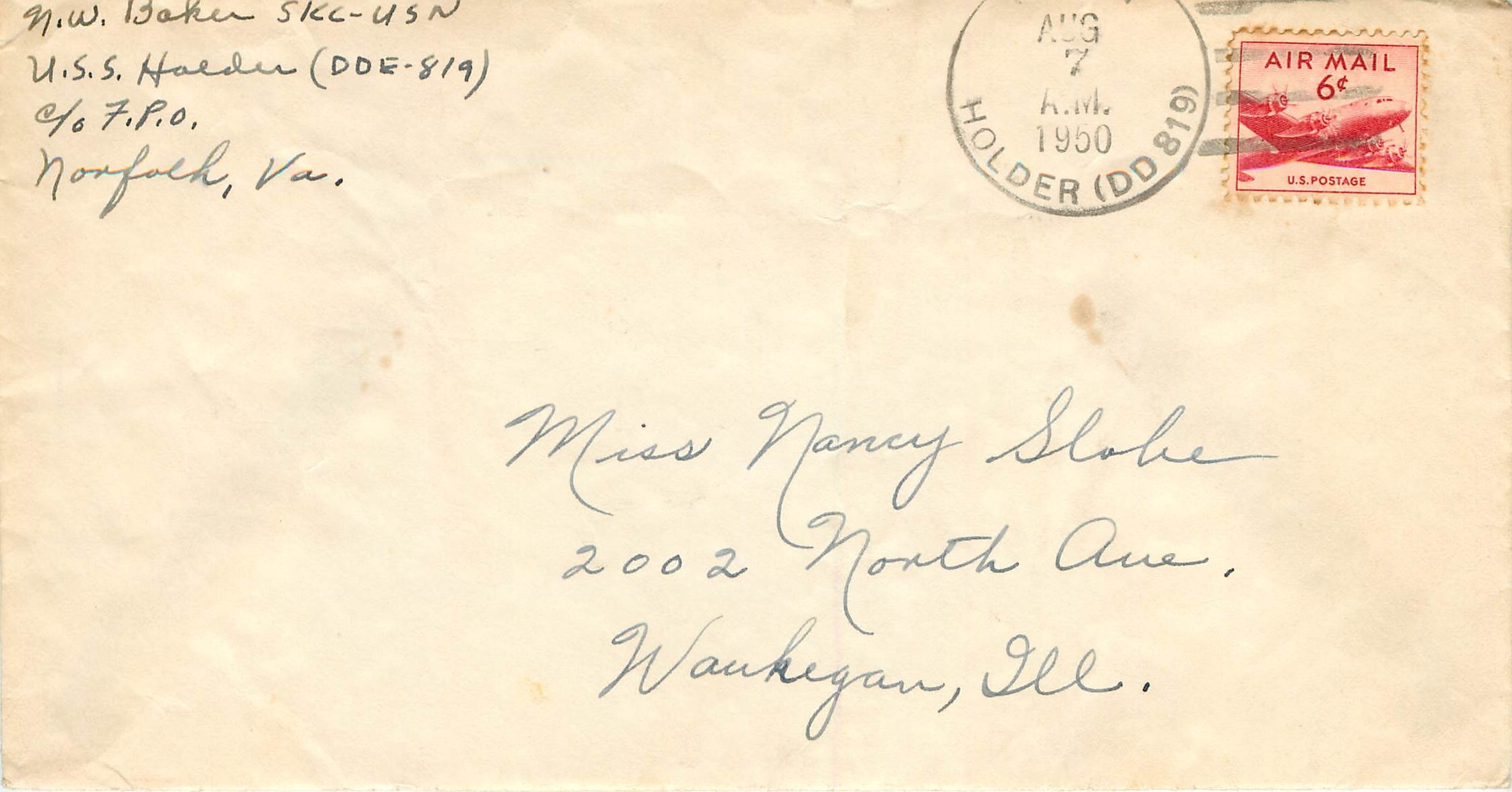 Lettre US Cover US Holder 1950