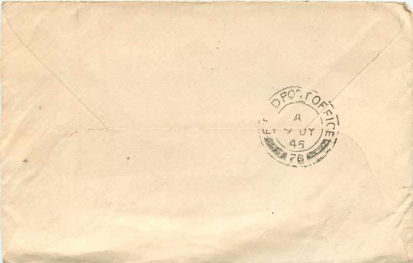 Lettre Cover US Army postal service to Bombay Censored 1945 — Rückseite