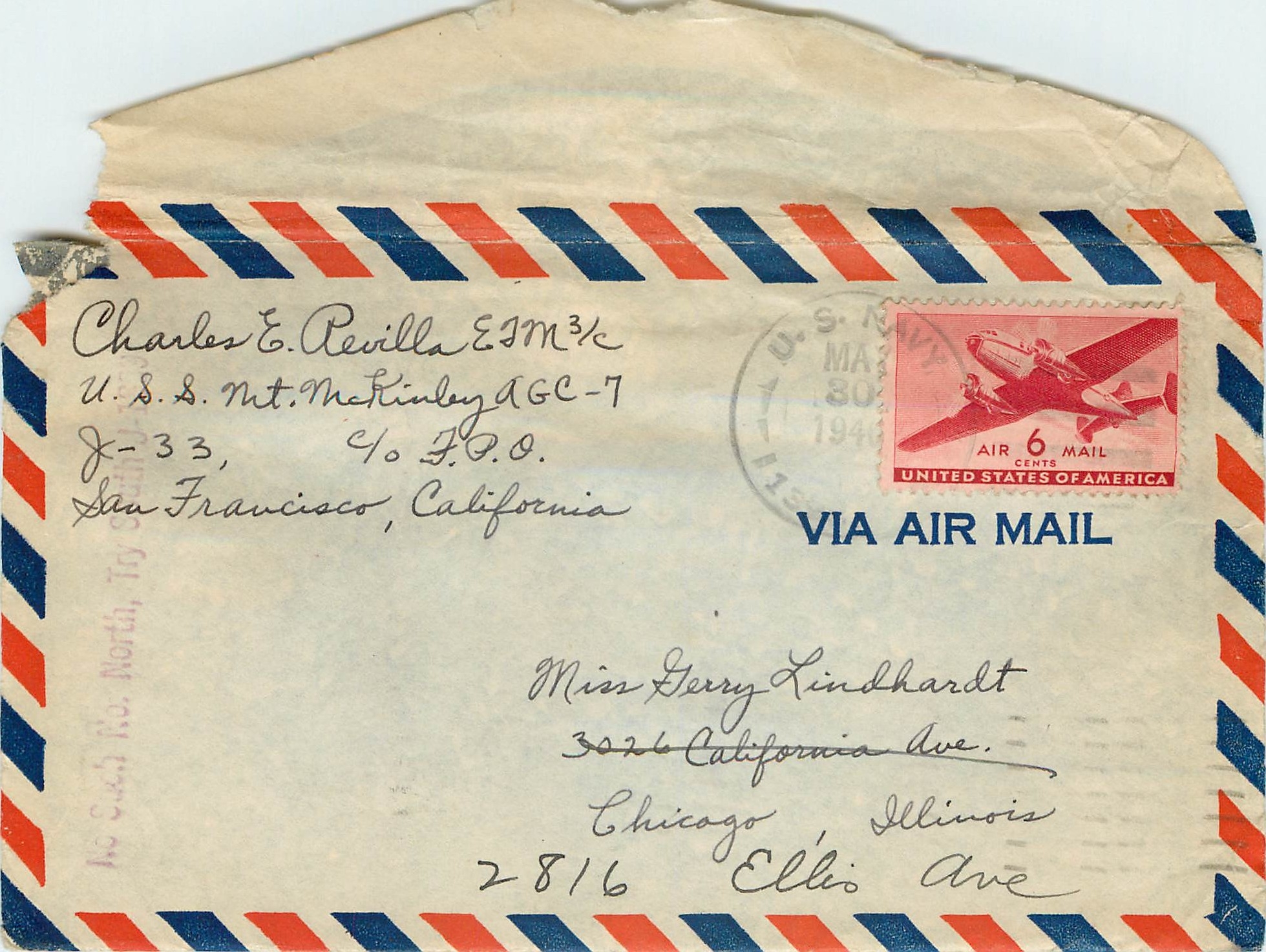 Lettre Cover US Army postal service Censored 1946