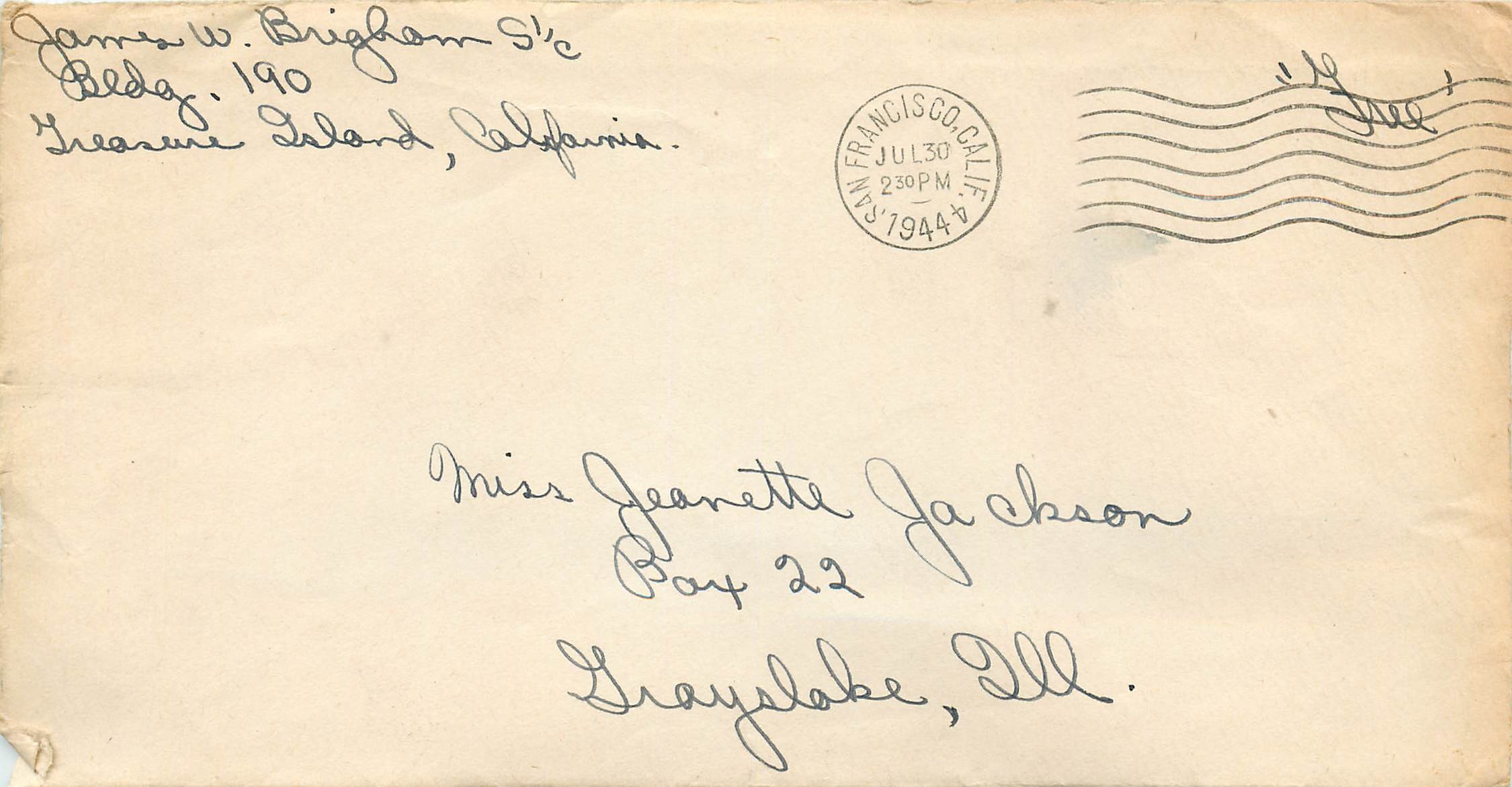Lettre Cover US Army postal service 1944 to Illinois