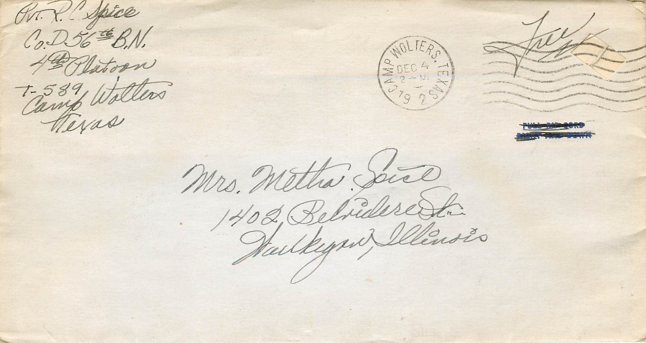 Lettre Cover US Army postal service 1942