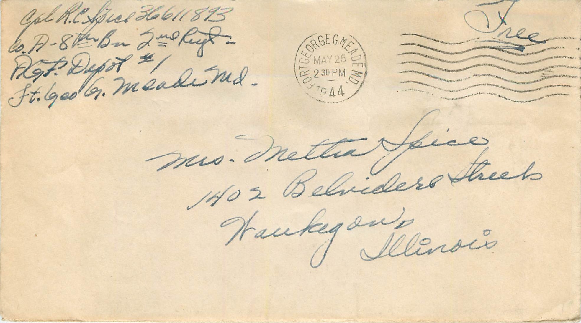 Lettre Cover US Army postal service 1943
