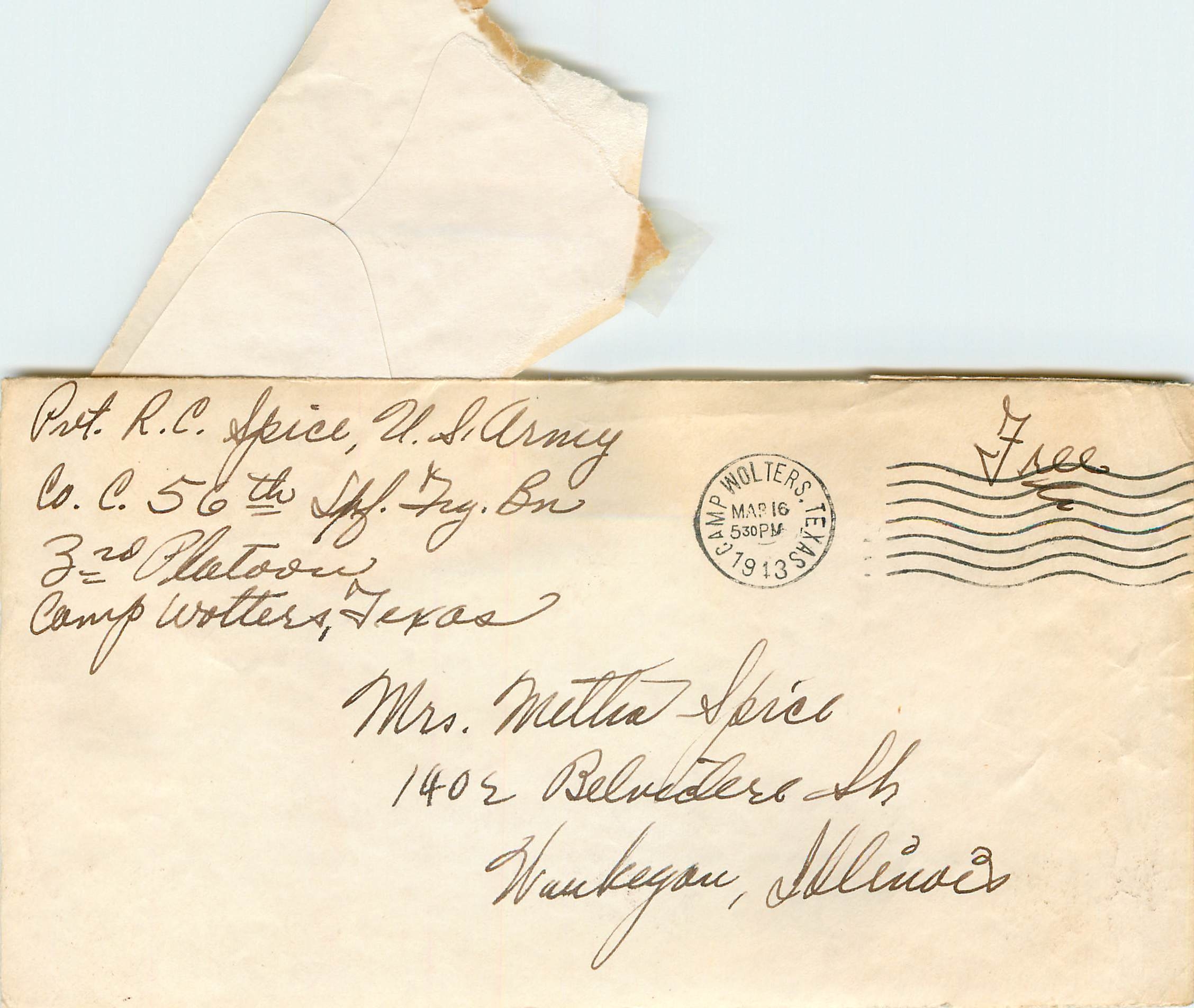 Lettre Cover US Army postal service 1944 to Illinois
