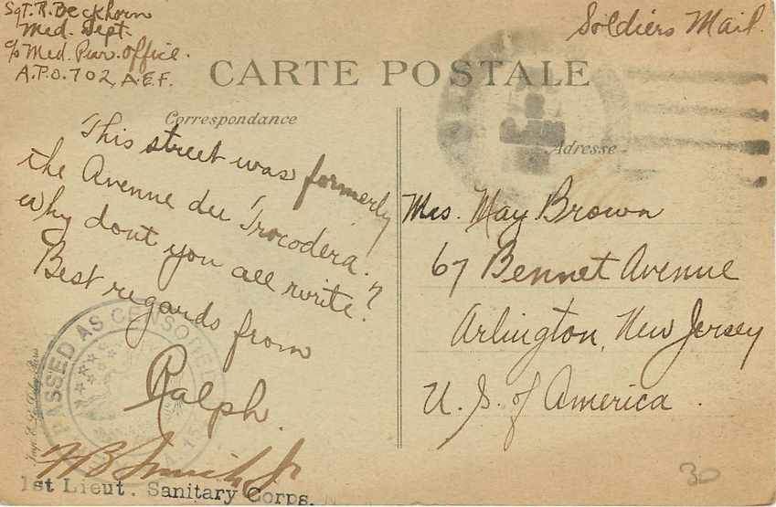 CPA Paris Fete de l'independance americaine 4 juillet 1918  Censure US 1918 — Verso