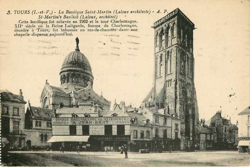 CPA Tours La basilique Saint Martin Censure US 1919