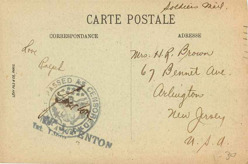 CPA Loches Vue generale vers le château royal Censor Censure US Army Militaria — Verso