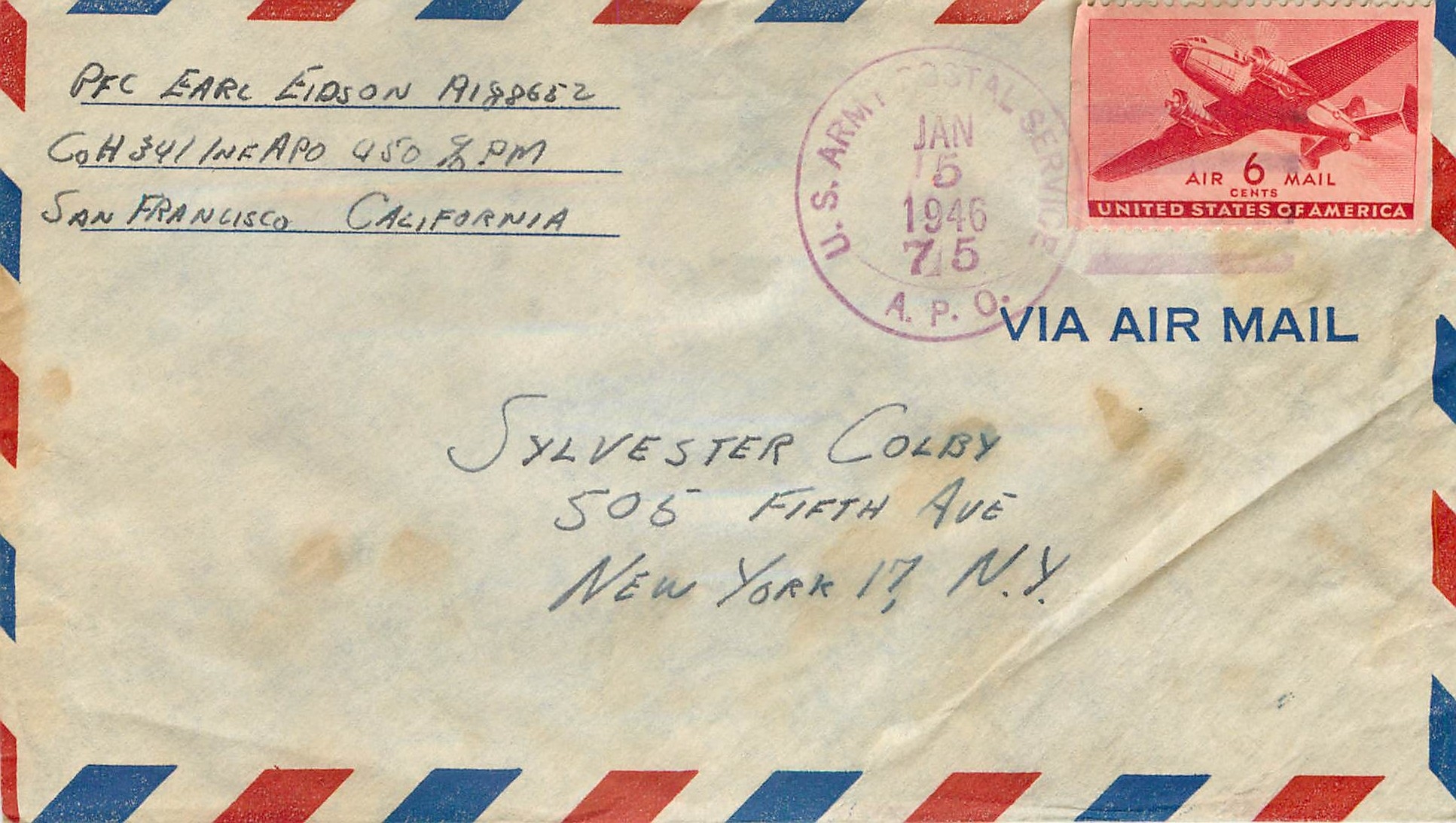 Lettre Cover US Army postal service Censored 1946