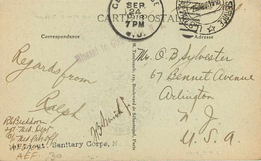 CPA Paris Boulevard Poissonniere Vue prise du gymnase US Censor 1918 — Verso