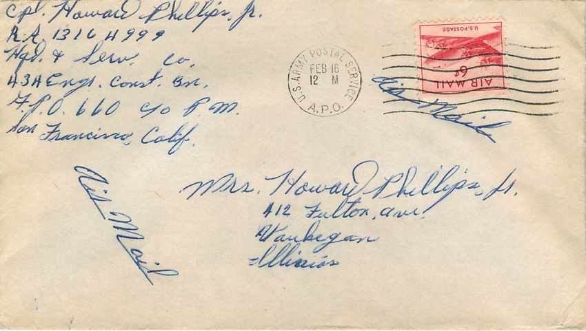 Lettre Cover US Army postal service to Illinois Censored Waukegan — Rückseite
