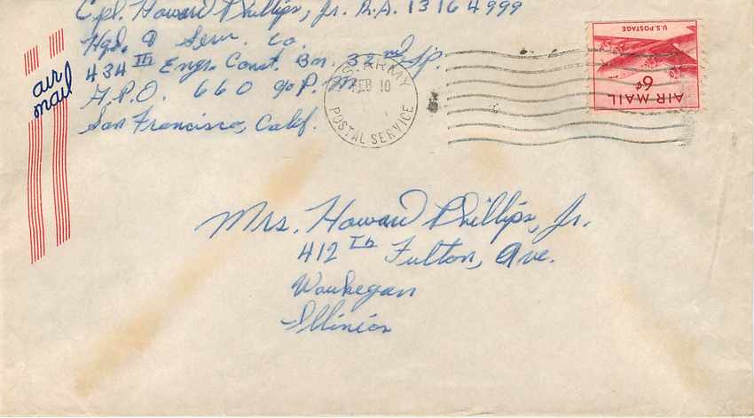 Lettre Cover US Army postal service to Illinois Censored Waukegan — Rückseite