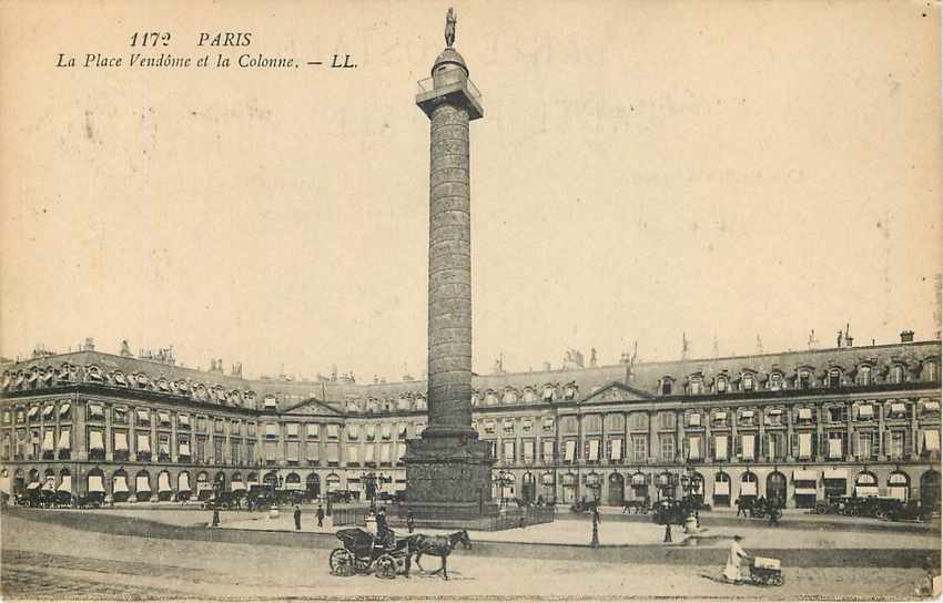 CPA Paris La plce Vendome et la colonne US Army censorship Militaria