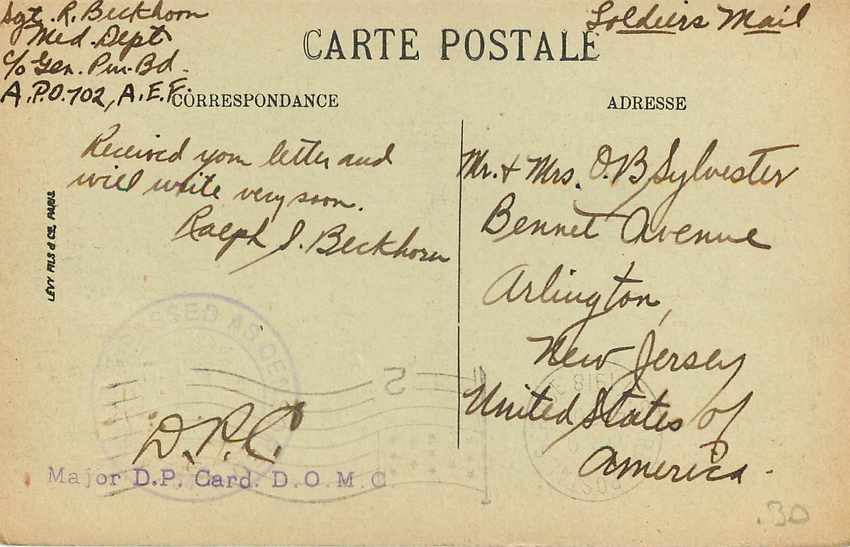 CPA Paris La plce Vendome et la colonne US Army censorship Militaria — Verso