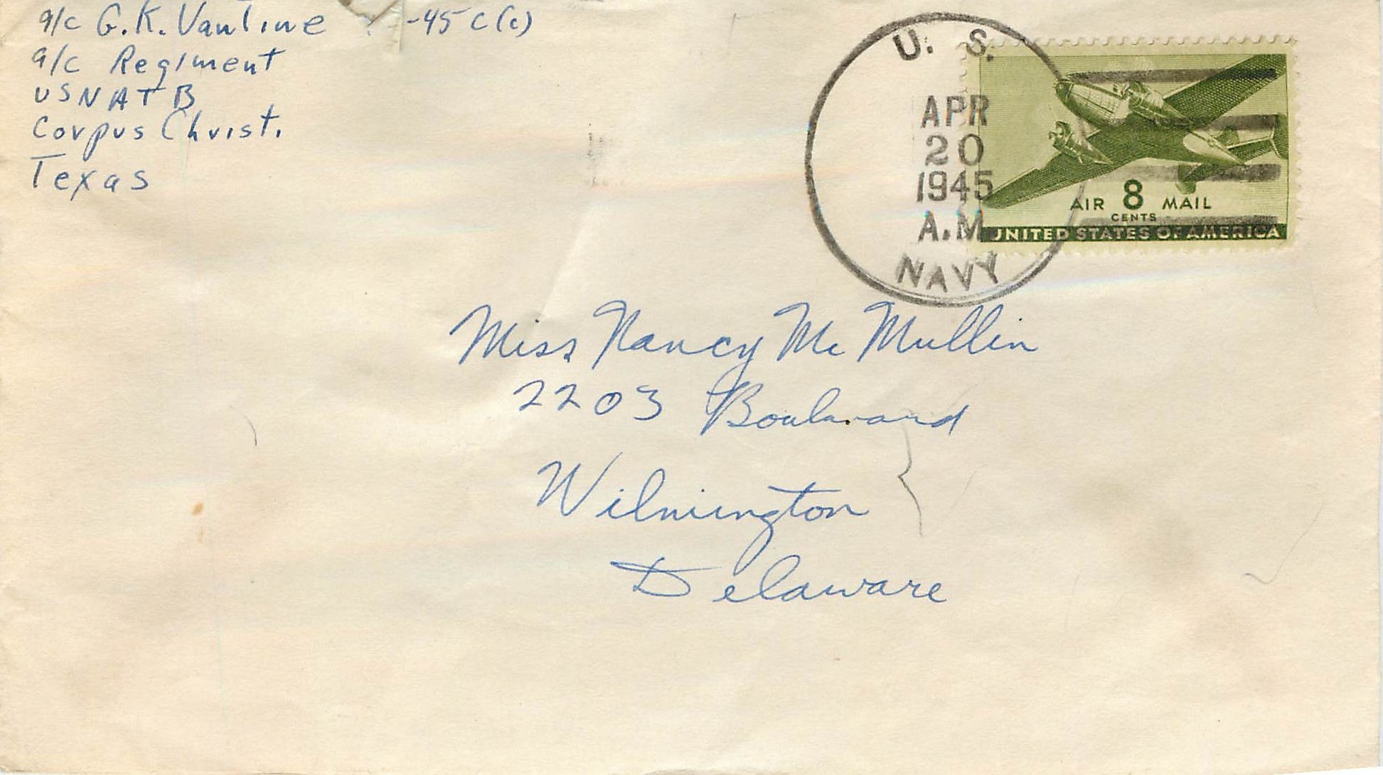 Lettre Cover US Army postal service 1945