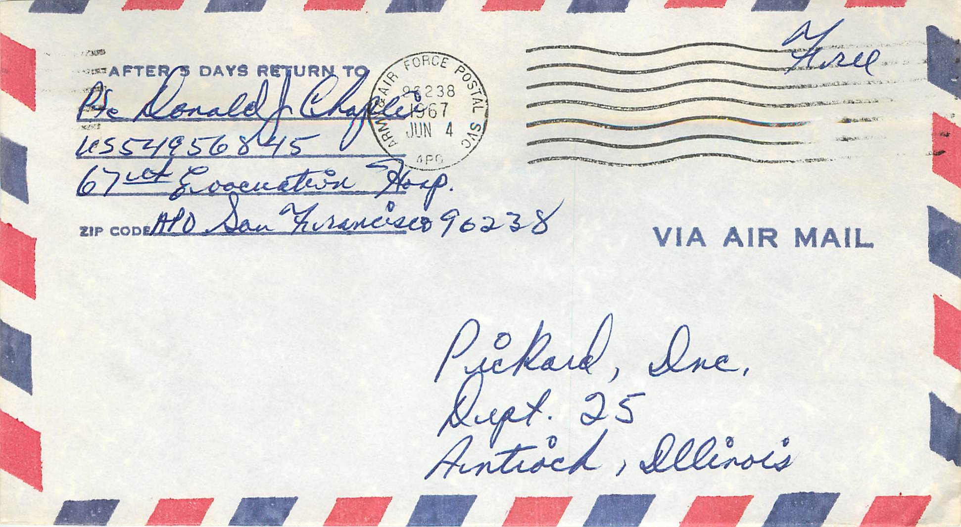 Lettre Cover US Army postal service 1967 