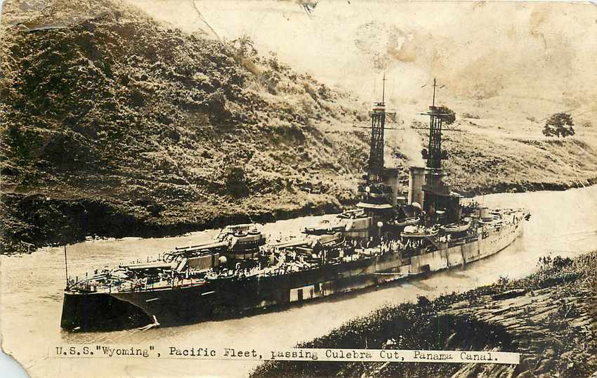 CPA USS Wyoming Pacific Fleet Bateau Culebra Panama Canal