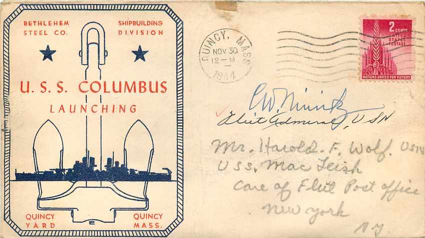 Cover USS Columbus Quincy Yard 1944 Bethleem Steel Co