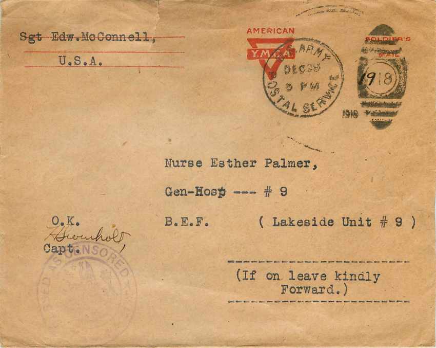 Lettre Cover US Army postal service 1918
