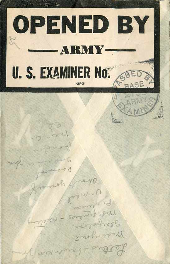 Lettre Cover US Army postal service 1943 US Censor — Rückseite
