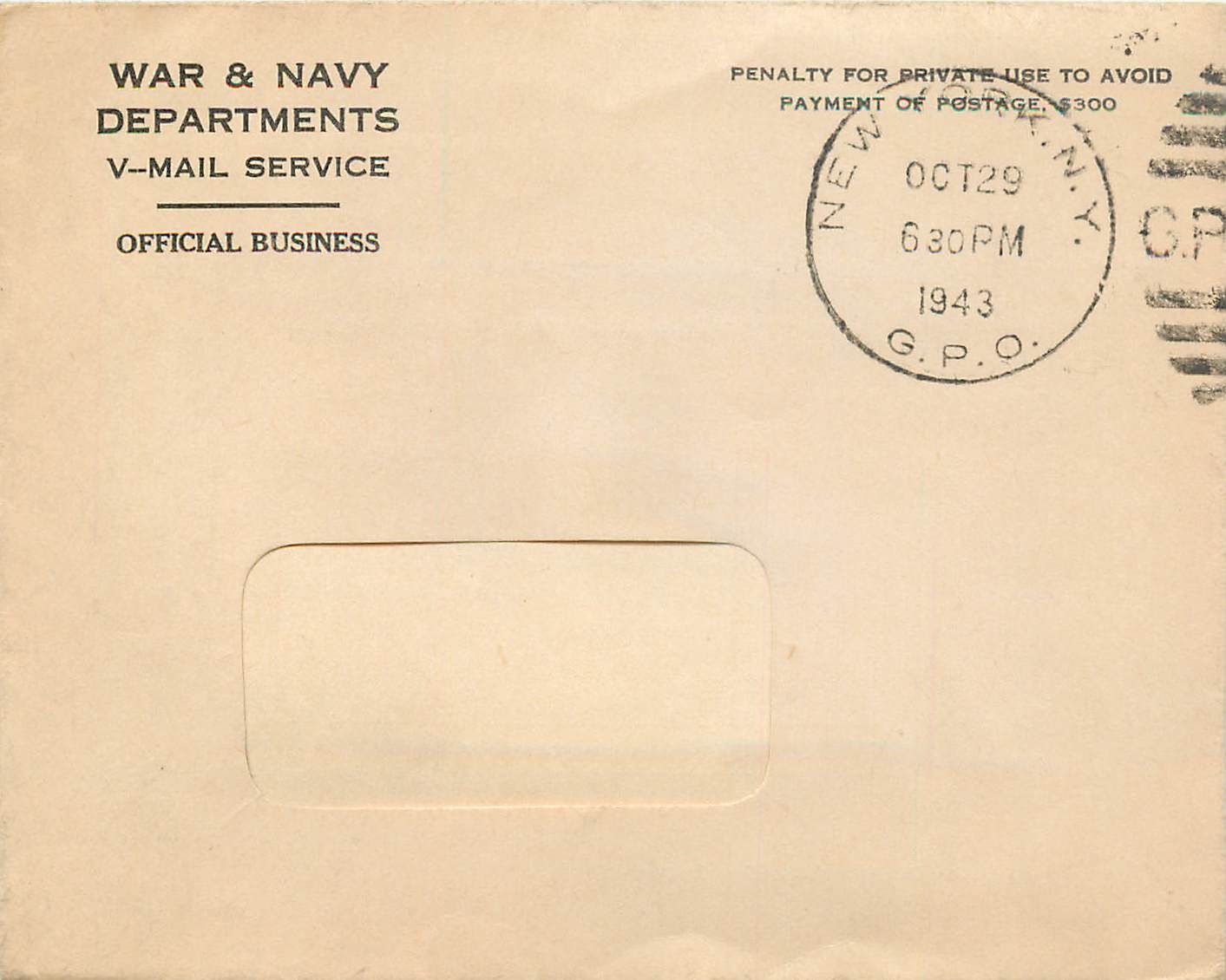 Lettre Cover US Army postal service 1943 US Censor
