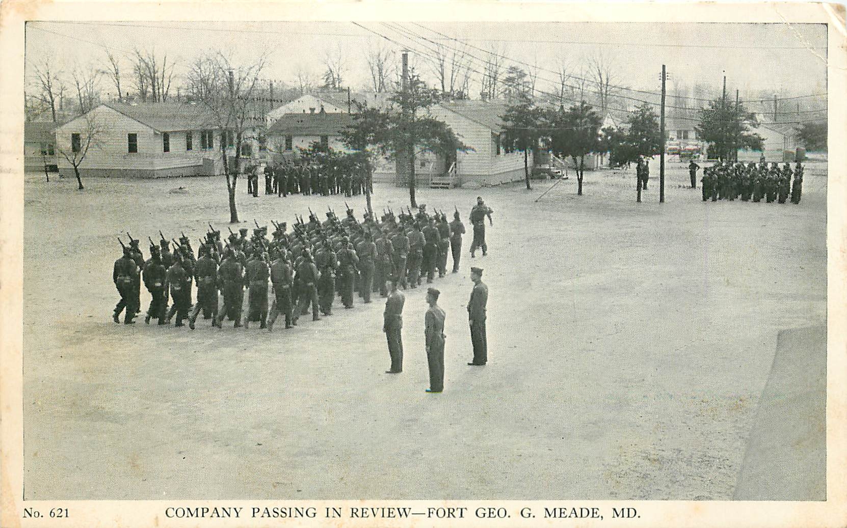 CPA Company Passing in review Fort Geo G Meade Militaria