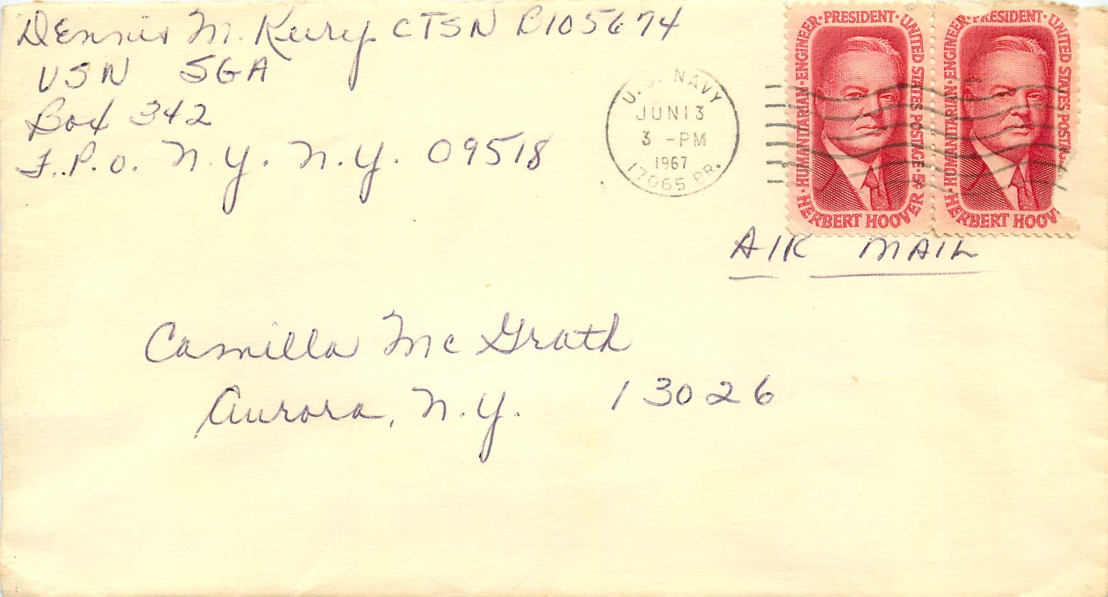 Lettre Cover 1967 Hoover