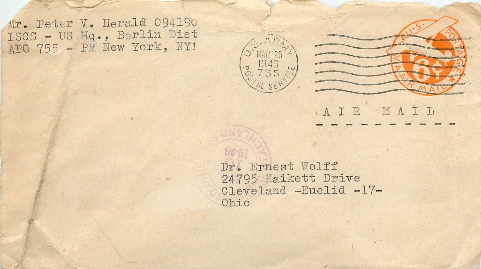Lettre Cover  US Army 1946 US Censor