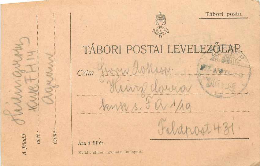 Lettre Cover Hongrie 1917 Militaria