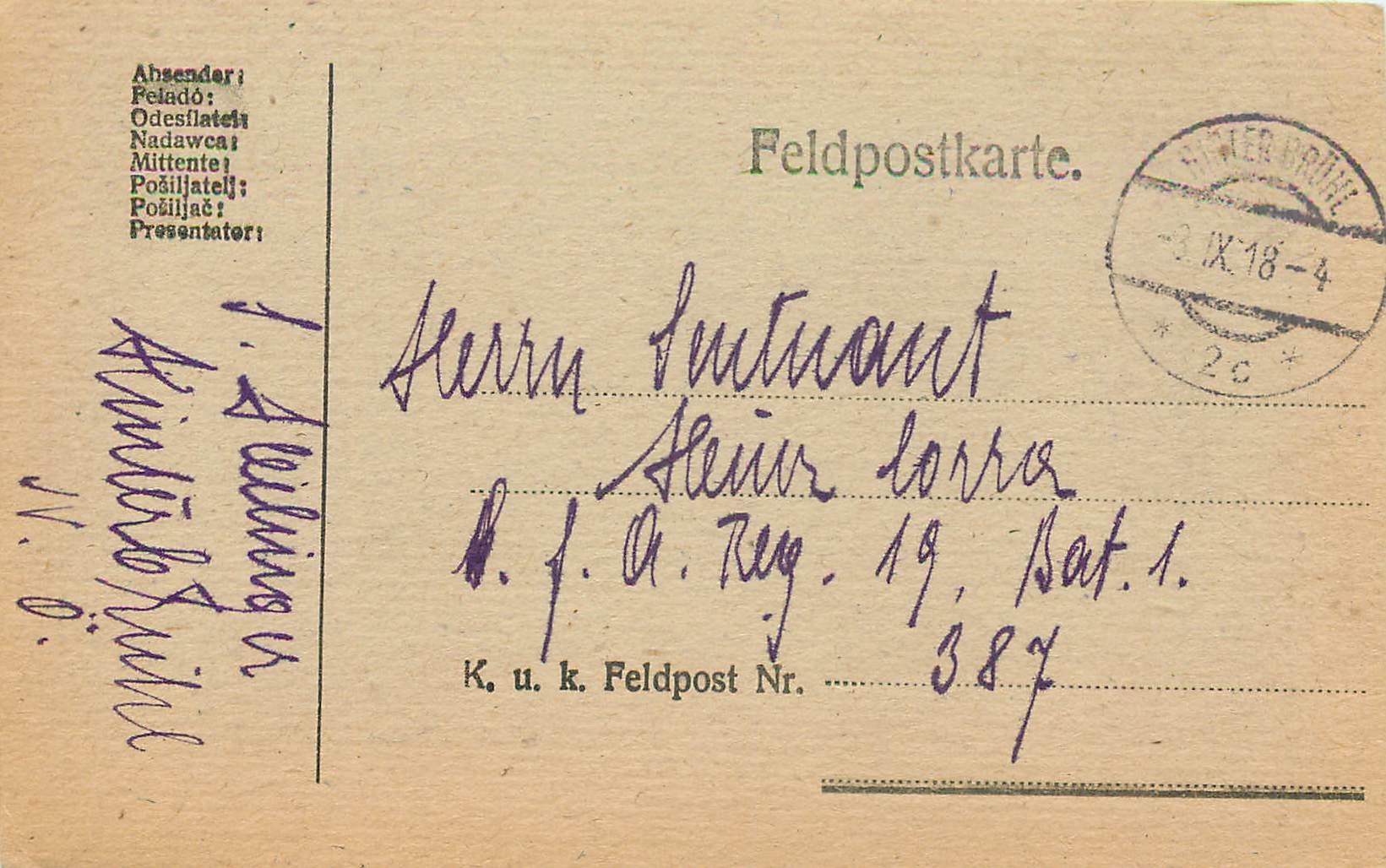 Carte Hongrie Militaria 1918
