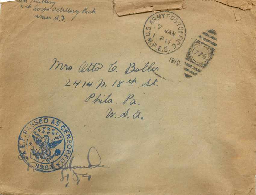 Lettre Cover  US Army Censor  YMCA 1919 