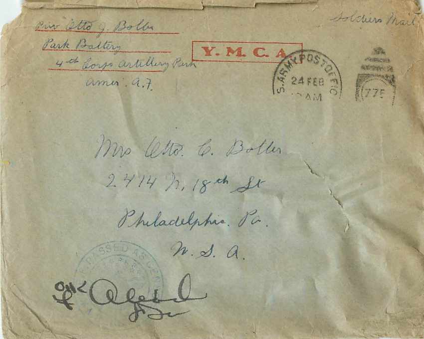 Lettre Cover  US Army Censor YMCA WW2