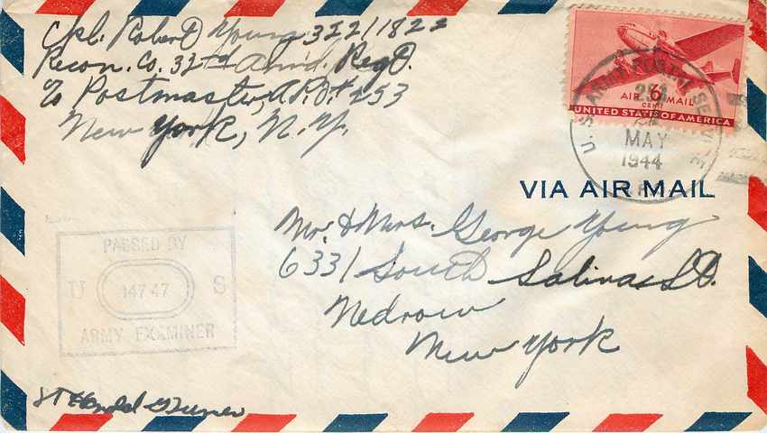 Lettre Cover  US Army Censor 1944