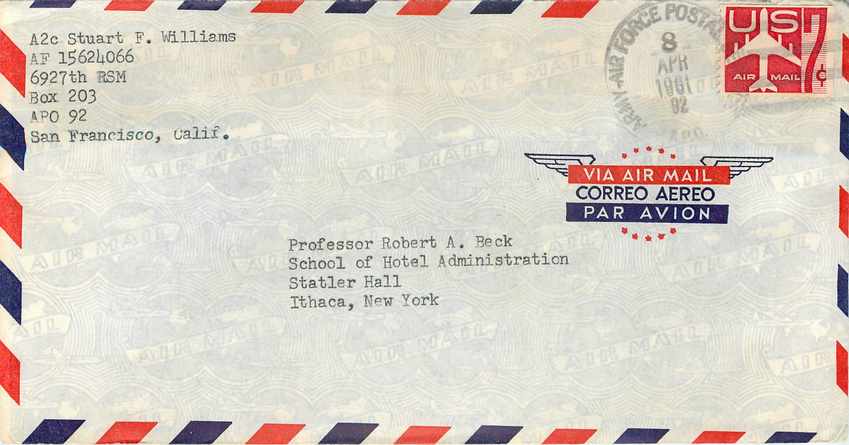 Lettre Cover  US Army  1961