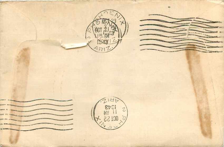 Lettre Cover US Censor 1943 US Censor Akron — Back