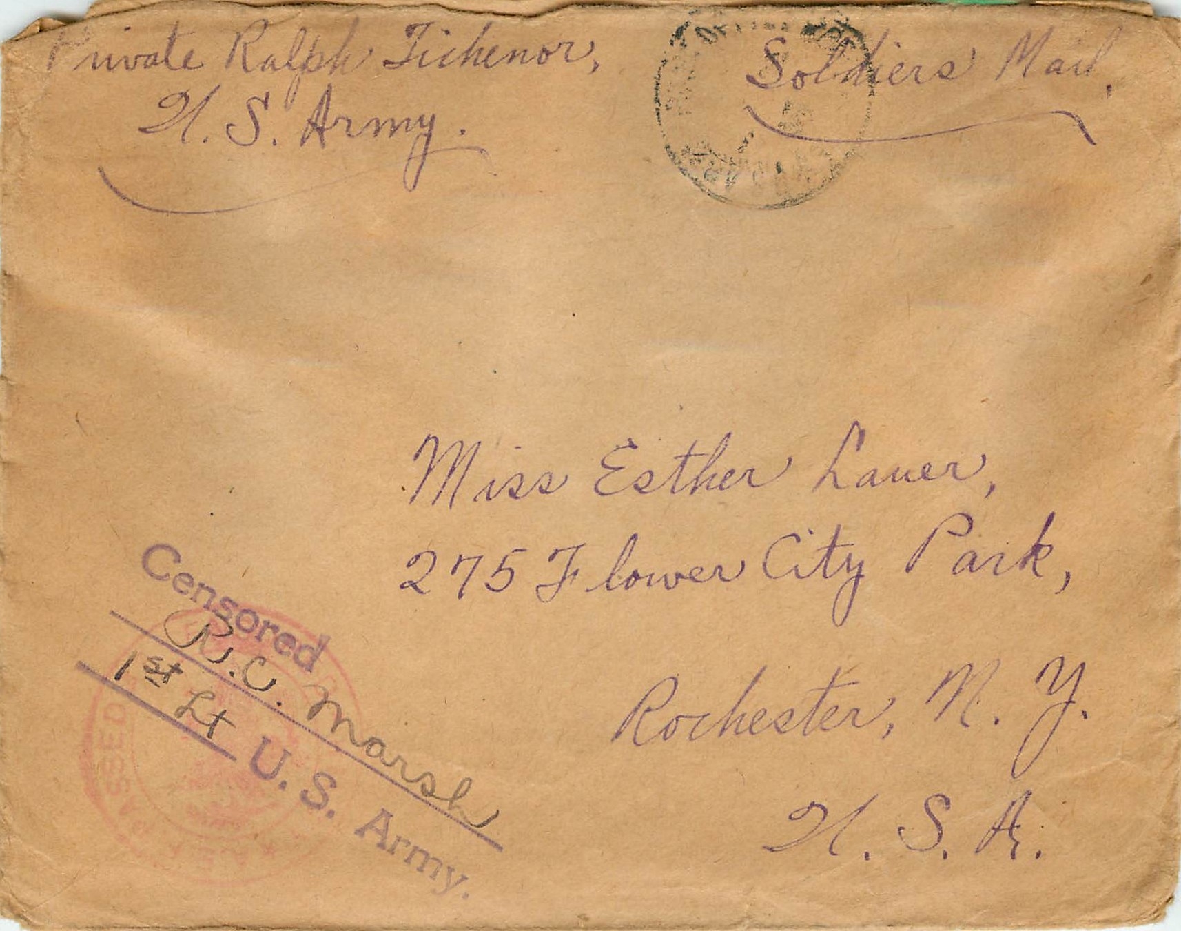 Lettre Cover US Censor 