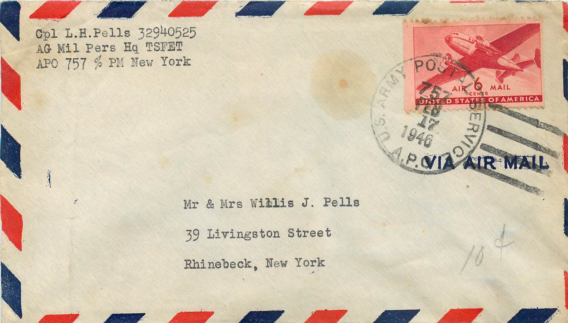 Lettre Cover US Censor 1946