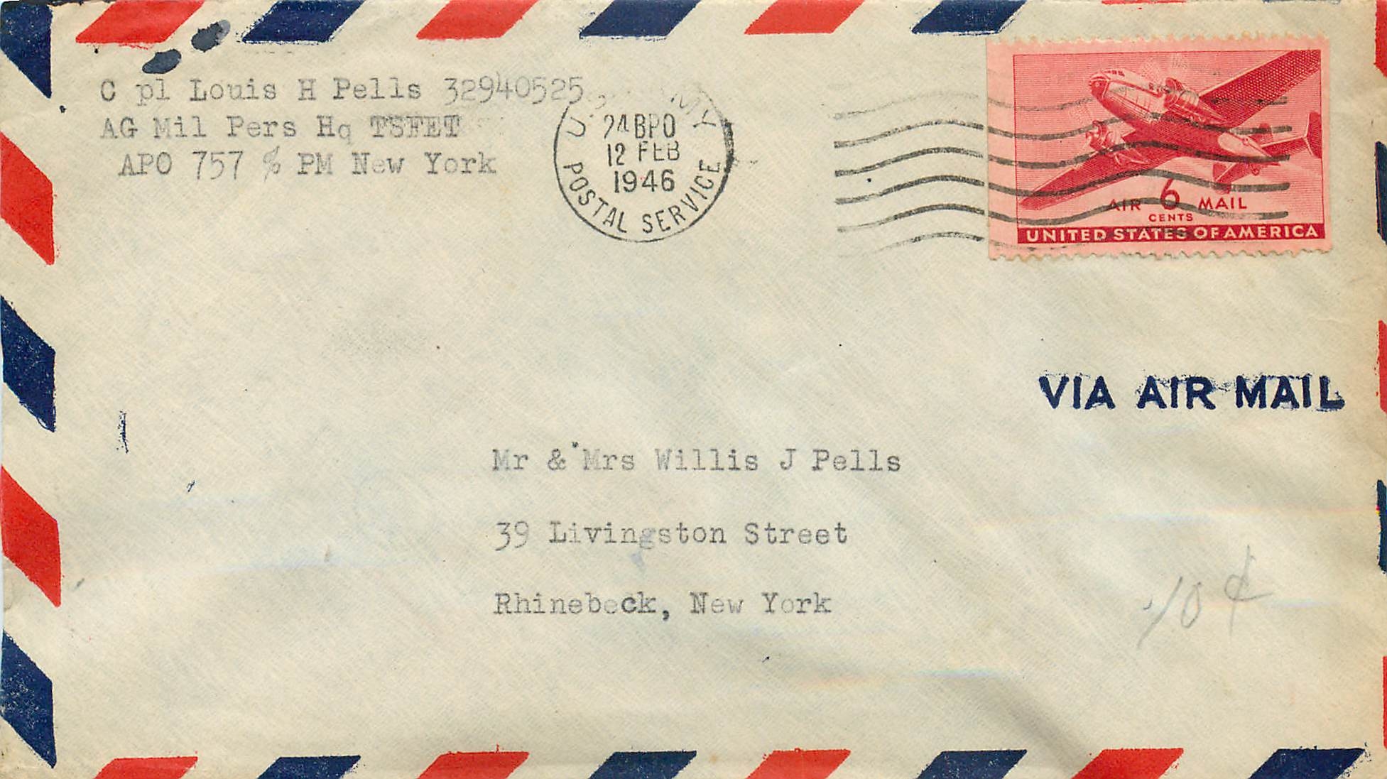 Lettre Cover US Army  1946