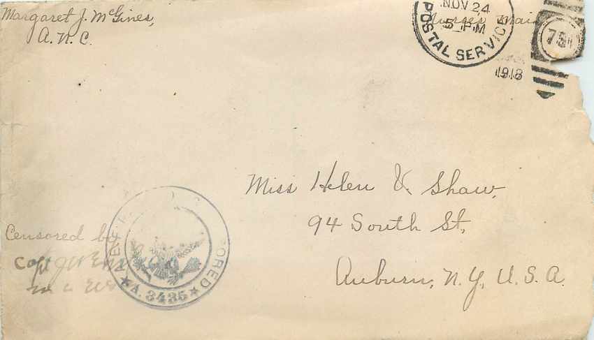 Lettre Cover US Army  1918