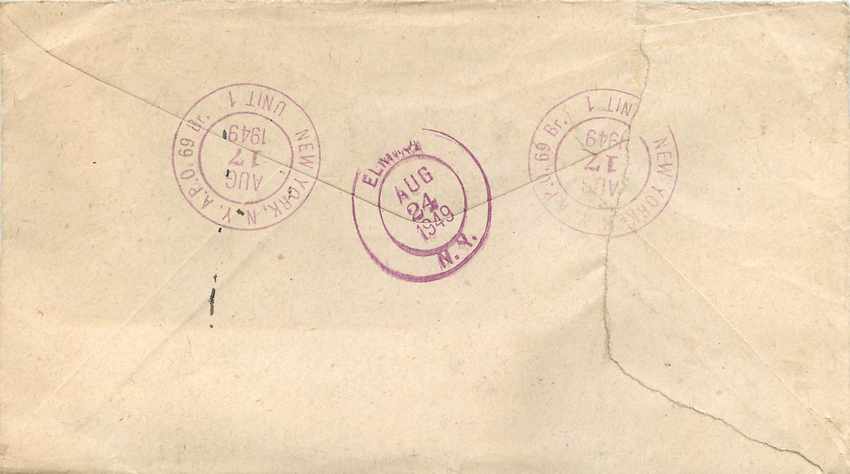 Lettre Cover US Army  1949 Strange Cancel — Rückseite