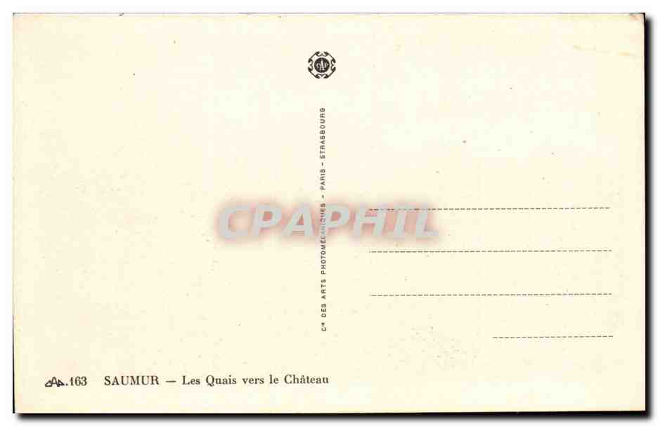 Saumur- Les Quais vers le Chateau- CPA — Rückseite
