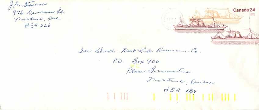 Entier Postal Postal Stationary Canada Bateaux Bateau 