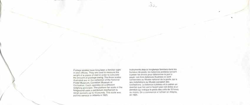 Balances postales — Musée canadien des postes — éditeur non visible — Rückseite