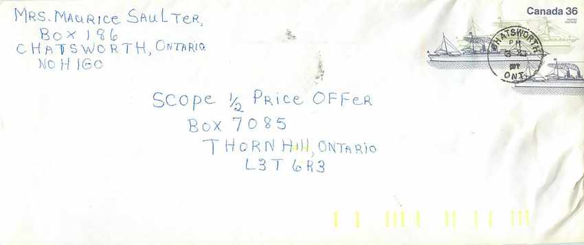 Entier Postal Postal Stationary Canada Bateaux Bateau Chatsworth