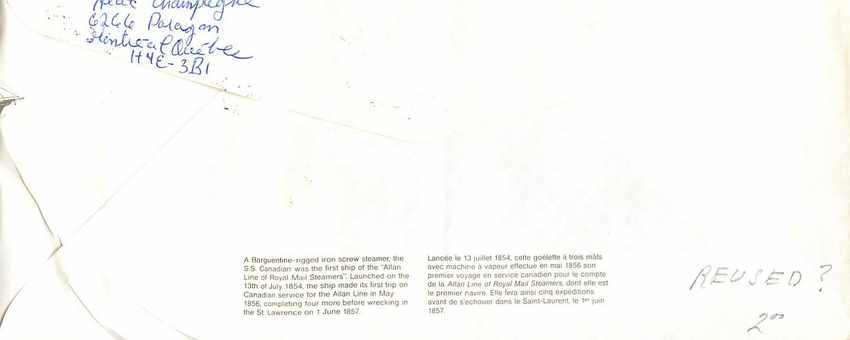 Entier Postal Postal Stationary Canada Bateaux Bateau  — Rückseite