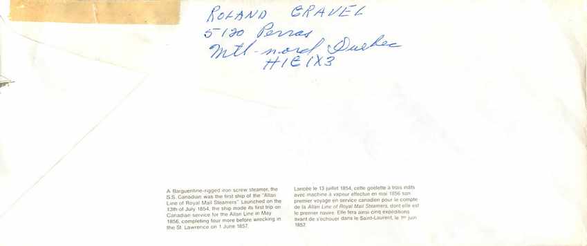 Entier Postal Postal Stationary Canada Bateaux Bateau  — Rückseite