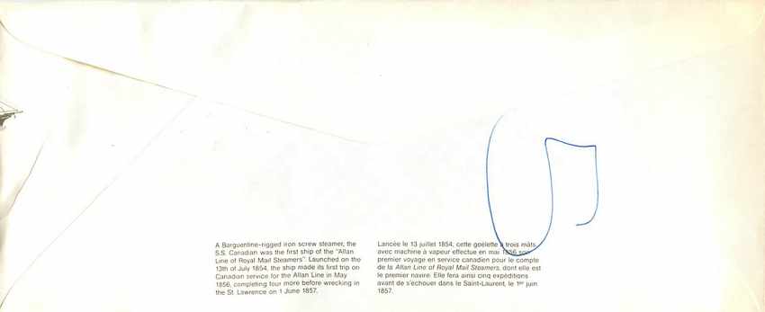 Entier Postal Postal Stationary Canada Bateaux Bateau Dauphin — Verso