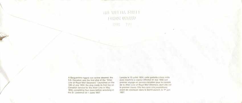 Entier Postal Postal Stationary Canada Bateaux Bateau London — Rückseite