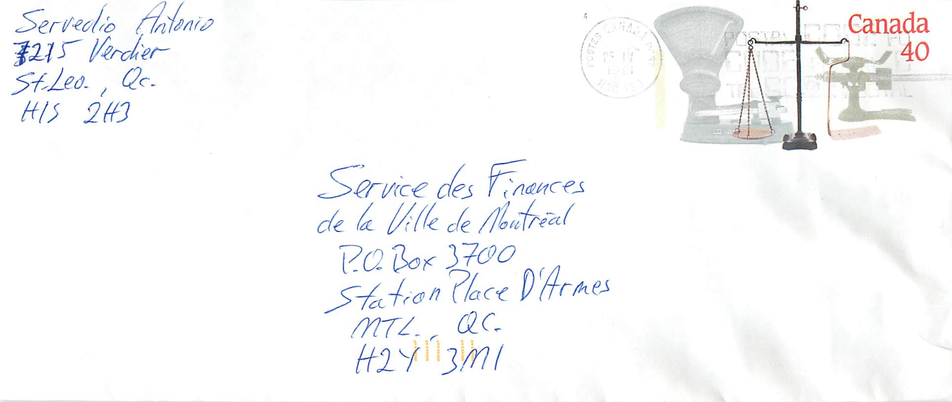 Entier Postal Postal Stationary Canada Balance de Justice 