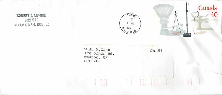 Entier Postal Postal Stationary Canada Balance Justice Pinawa